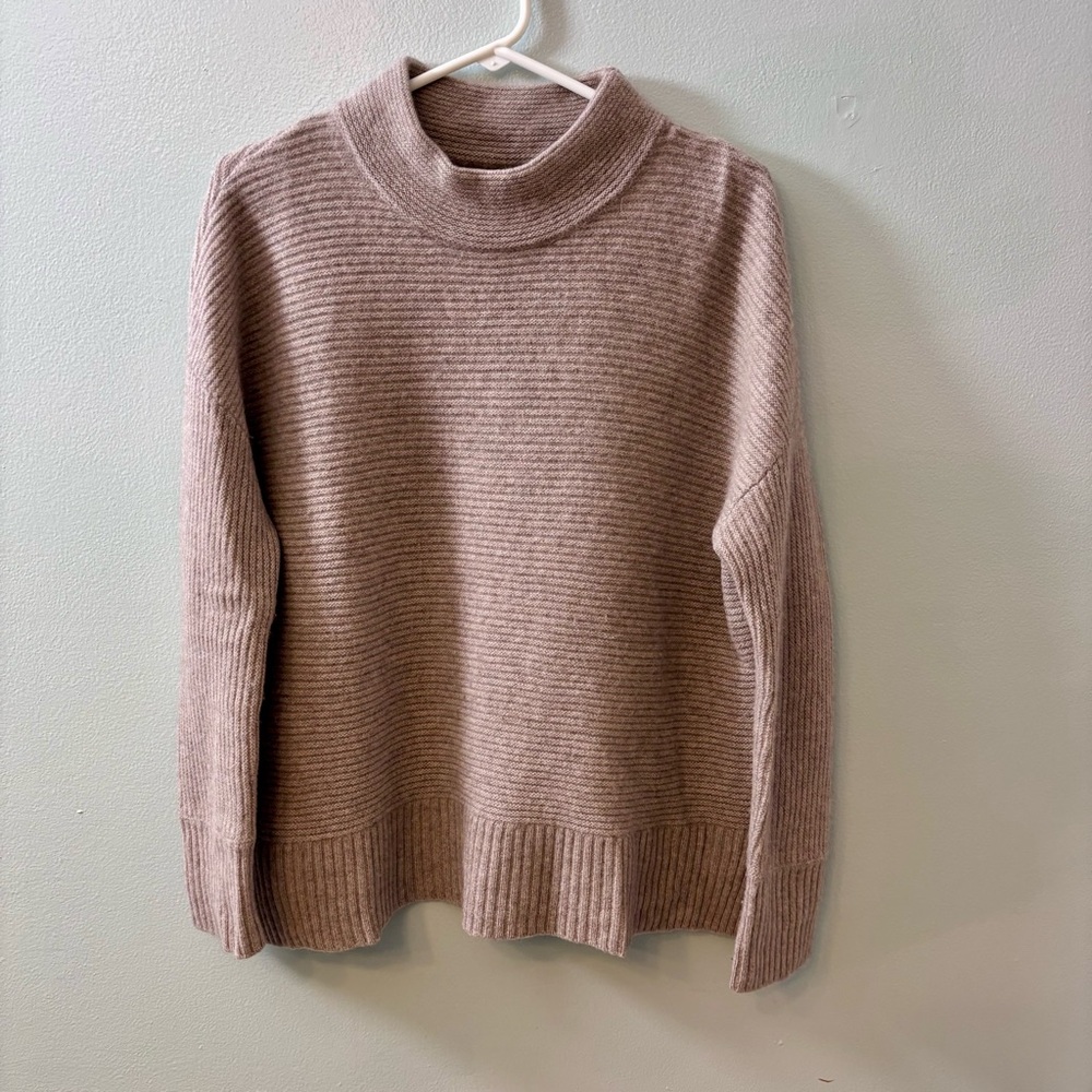 Rachel Zoe 100% Cashmere  Taupe Mock neck Sweater, Womens size XL